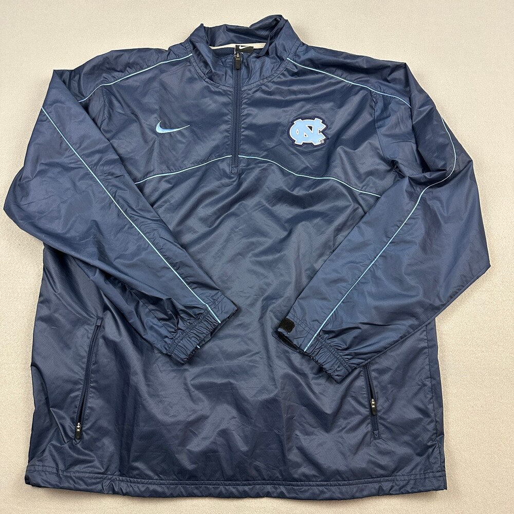 North Carolina Tar Heels Jacket Men Large Blue Nike 1/4 Zip Windbreaker NCAA L